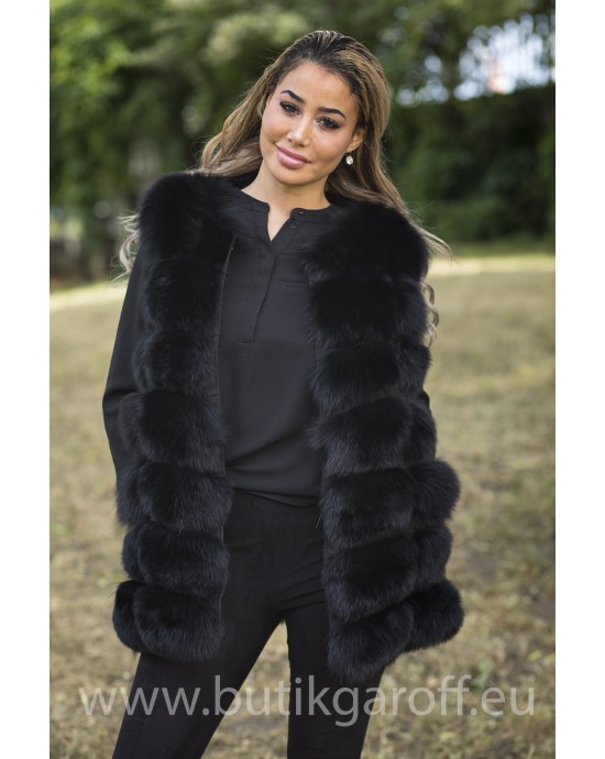 Vest real fur - black