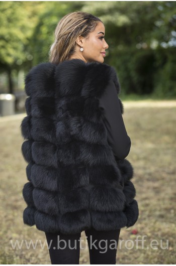Vest real fur - black
