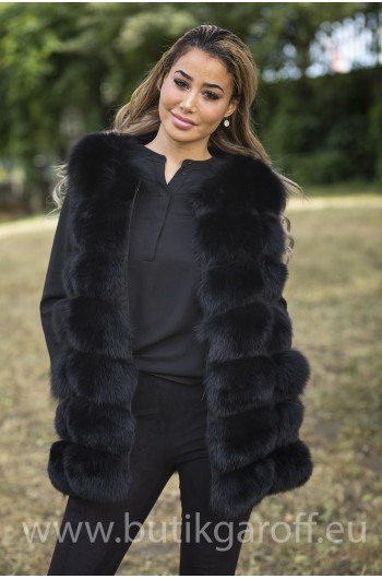 Vest real fur - black