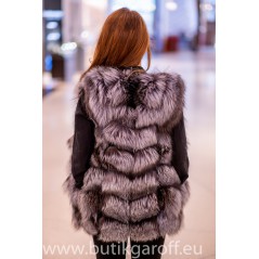 Silver real fox fur vest 70cm