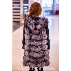 Silver real fox fur vest 90cm