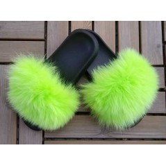 Fluffy fur slipper - Aquamarine