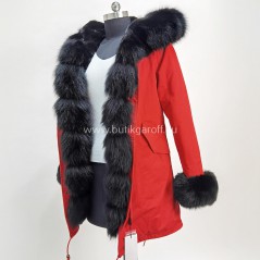 Winter Red Parka with real fox fur - Model nr 61