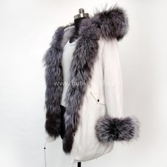 Winter White Parka with real silver fox fur - Model nr 65