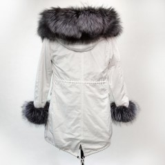 Winter White Parka with real silver fox fur - Model nr 65