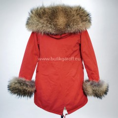 Winter Red Parka with real racoon fur - Model nr 68