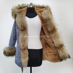 Winter Light blue Parka with real racoon fur - Model nr 69
