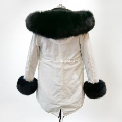 Winter White Parka with real black fox fur - Model nr 70