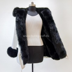 Winter White Parka with real black fox fur - Model nr 70