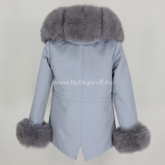 Short Light blue Winter Parka with real fox fur  - Model nr 74