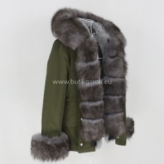Short Khaki Winter Parka with real fox fur  - Model nr 84