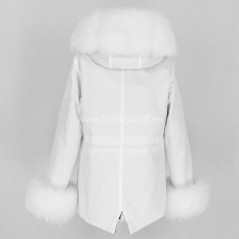 Short White Winter Parka with real fox fur  - Model nr 91