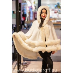 Fake fur  Poncho - MODEL nr 29 white