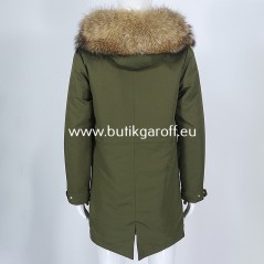 Man Black Long Winter Jacket with  real racoon fur coat HIT
