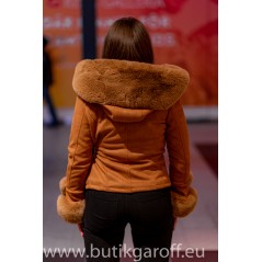 Donia 3 short Camel Coat  with faux mink fur coat - HIT