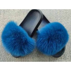Fluffy fur slipper - Navy Blue