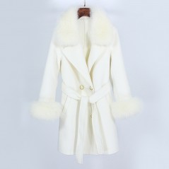 copy of Cashmere Coat with real fox fur - LIGHT BEIGE