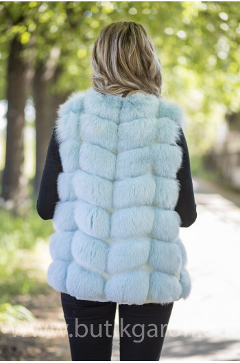 Vest real fur - baby blue