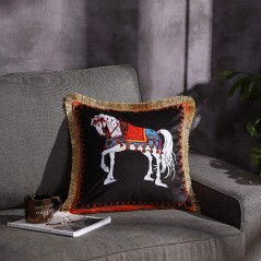 Luxury Horse Velvet Tassel Cushion Cover Model nr 3