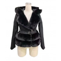 Donia 3 short Black Coat  with faux mink fur coat - HIT
