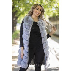 LONG Vest real fur - LIGHT GREY