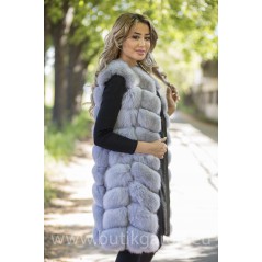 LONG Vest real fur - LIGHT GREY