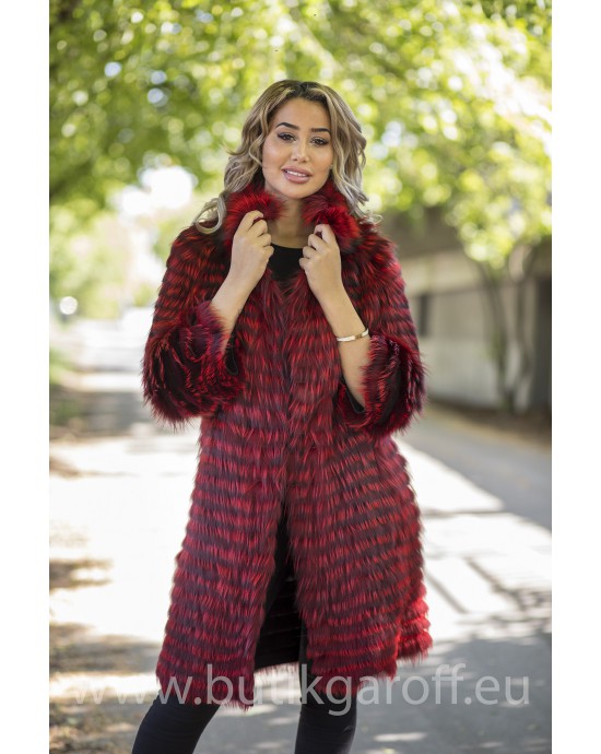 Real Fox fur coat - RED