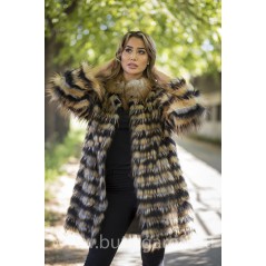Real Fox fur coat - BLACK/GOLD