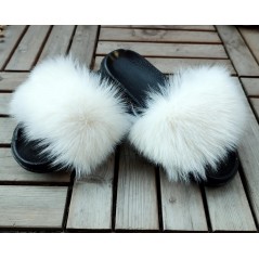 Fluffy fake fur slipper - Light Beige
