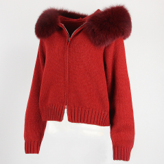 copy of Short Sweater Beige with fox fur - model nr 31