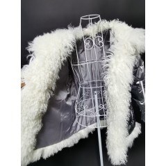 Silver Dunjacka med vit racoon krage - medium modell