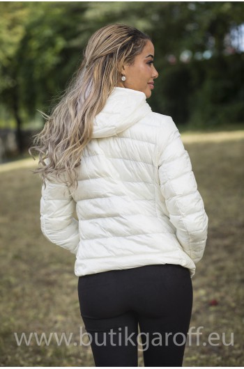 REAL DOWN JACKET WITH HOODIE- WHITE 100%