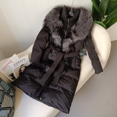 copy of Down jacket with black racoon collar - short model