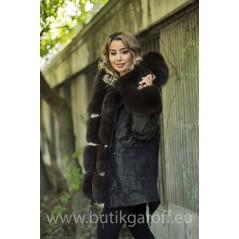 MINK LIGHT CAMO PARKA WITH REAL FOX FUR BROWN
